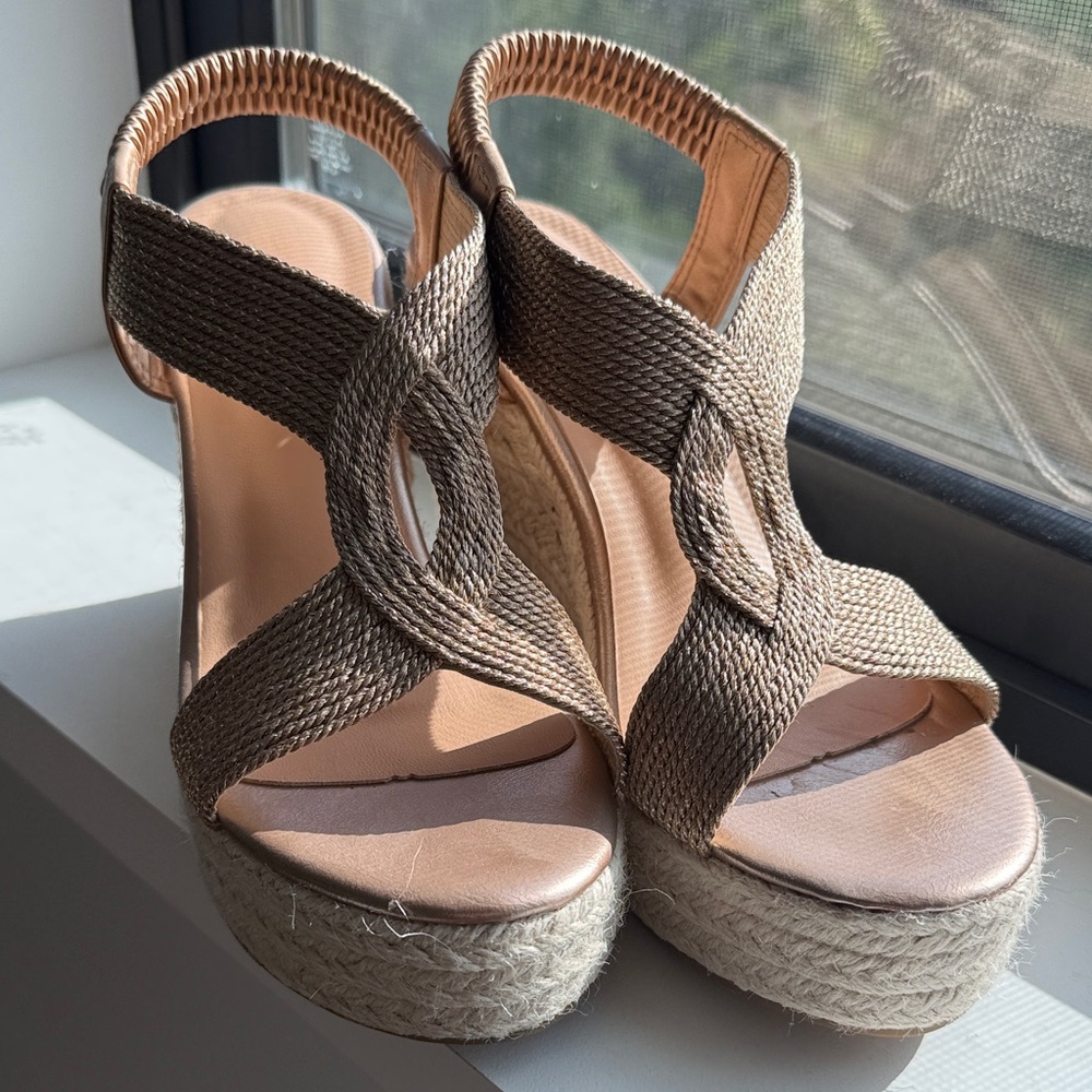 Elegant Gold Wedge Sandals